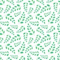 Light seamless watercolor botanical leaves pattern with green branches Royalty Free Stock Photo