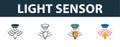 Light Sensor icon set. Premium symbol in different styles from sensors icons collection. Creative light sensor icon filled,
