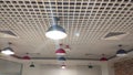 A light set row of designed interior ceiling. Royalty Free Stock Photo