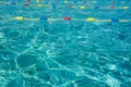 Light and shade ripples pattern in a swimming pool with turquoise clean water and vivid separatio lines