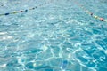 Light and shade ripples pattern in a swimming pool with turquoise clean water and vivid separatio lines