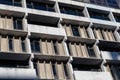 Light and shadow on a Brutalist concrete apartment building