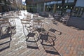 Light and shadow of the chair and table of the outdoor cafe