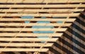 Light and shadow concept, The sunlight shines through the wooden awning on the wall, Abstract background. Royalty Free Stock Photo