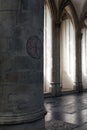 Light and shadow formed by pilars in breda cathedral
