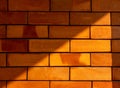 LiDetails of a lght and shadow on the red brick wall texture background. Royalty Free Stock Photo