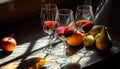 Light And Shadow Refracted Through Red Wine Glasses Royalty Free Stock Photo