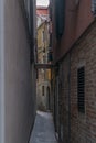 The light and shadows in the empty narrow alleys of Venice  during the coronavirus Royalty Free Stock Photo