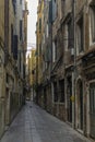 The light and shadows in the empty narrow alleys of Venice  during the coronavirus Royalty Free Stock Photo