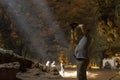 Light shine through in Khao Luang Cave in Phetchaburi , Thailand.