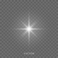 Light shine, star flash sparkles, vector sunlight lens flare effect. Magic light glow sparks, Christmas shiny rays