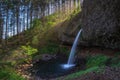 Light shining above upper Horsetail Falls at the Columbia River Gorge, Oregon Royalty Free Stock Photo