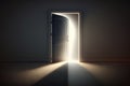 Light shining through open door. 3D illustration Royalty Free Stock Photo