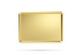 Light shiny on 3d gold empty brass metal plate isolated on white background. 3D rendering Royalty Free Stock Photo