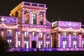 Light projection of a fairy tale on the facade of the WilanÃÂ³w Palace