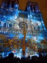 A light-show festival on a magnificent church