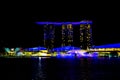 Light show on Marina Bay Sands Hotel, Singapore. Light show at night, laser show, Singapore Royalty Free Stock Photo