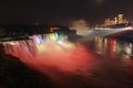 Light show at night on the niagara Falls Royalty Free Stock Photo