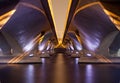 Light show and shadow of under Esplanade Bridge, Singapore.