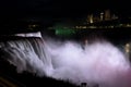 Illuminated night view of Niagara Falls. USA. Royalty Free Stock Photo