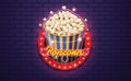 Light sign popcorn brickwall background