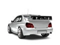 Light silver modern touring car - tail view Royalty Free Stock Photo