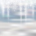 Light silver and white christmas background with icicle snowfall Royalty Free Stock Photo