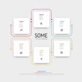 Light six elements template with white square cards icons and description