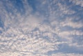 Light blue sky filled with fluffy cloud on a warm day. Royalty Free Stock Photo