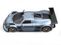 Light slate gray metallic flake paint supercar - top down side view