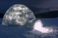 Light in snow igloo