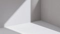 Light soft minimal background mockup for product presentation. Corner of room with shadows with delicate light grey color