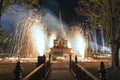 Light and sound show at Wat Si Sawai temple in Sukhothai Historical Park,Thailand. Royalty Free Stock Photo