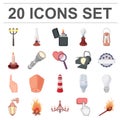 Light source cartoon icons in set collection for design.