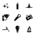 Light source icon set, simple style Royalty Free Stock Photo