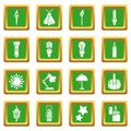 Light source icons set green square vector