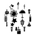 Light source icons set, simple style Royalty Free Stock Photo
