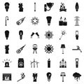 Light source icons set, simple style Royalty Free Stock Photo