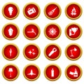 Light source symbols icon red circle set