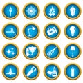 Light source symbols icons blue circle set