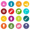 Light source symbols icons many colors set