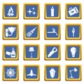 Light source symbols icons set blue