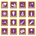 Light source symbols icons set purple