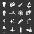 Light source symbols icons set grey vector