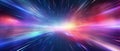 Light speed hyperspace space warp colorful background. AI Generated Image