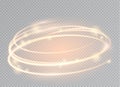 Light speed motion effect. Glowing light fire line swirl spiral. Glow luminous glitter Isolated on transparent Royalty Free Stock Photo