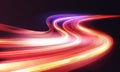 Light speed motion trail, blur streak effect, long exposure fast car transport lights