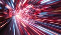 Light speed tunnel abstract, futuristic motion and fast travel concept Generative AI