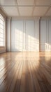 Light spills into an empty room, beautifully captured in 3D rendering