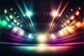 light sport arena. Image of stadium and neoned colorful flashlights background. Concept of sport, competition. Generative AI